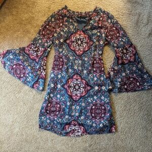 Floral Bohemian Bell Sleeve Dress